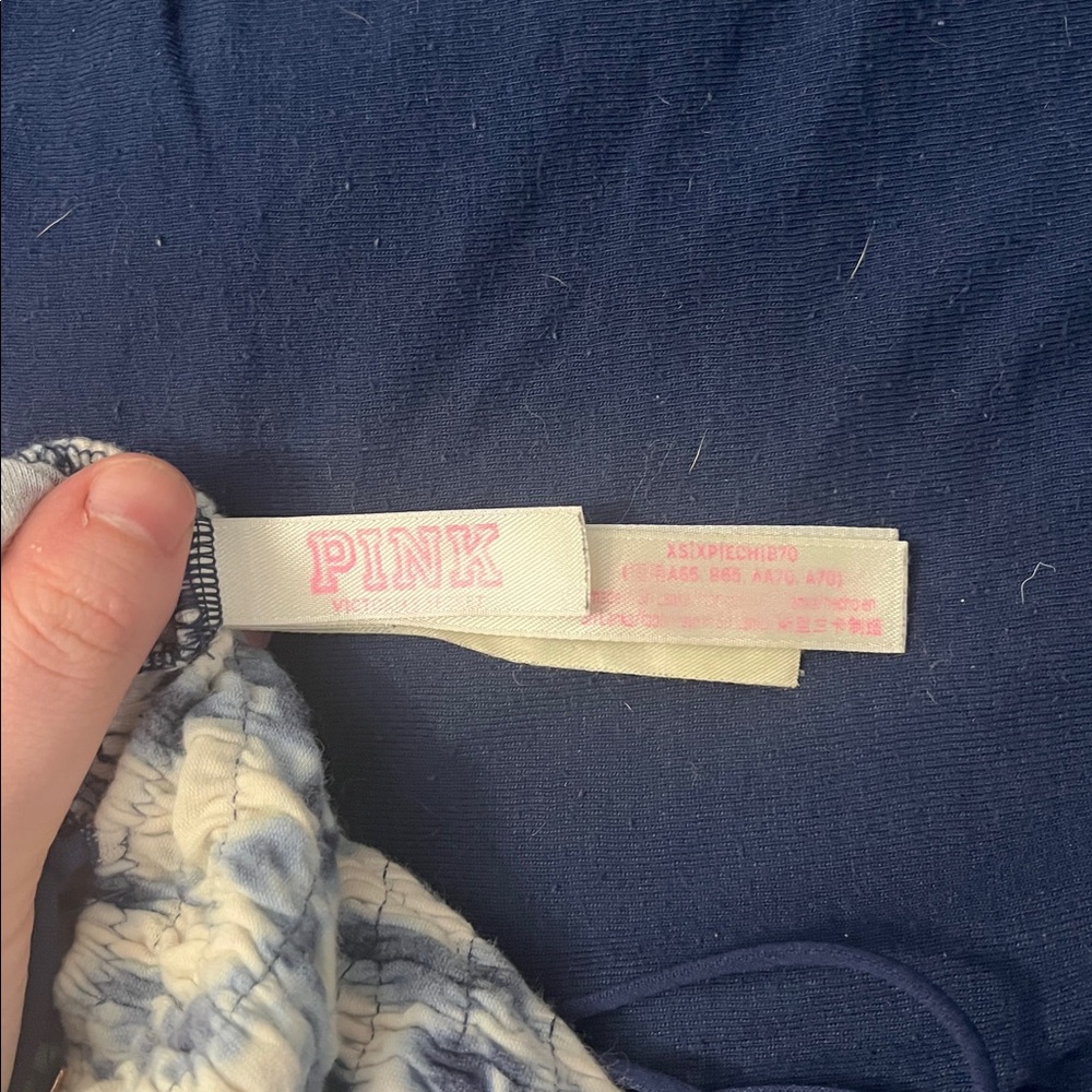 PINK Victoria's Secret Blue and White Bralette - Picture 3 of 3